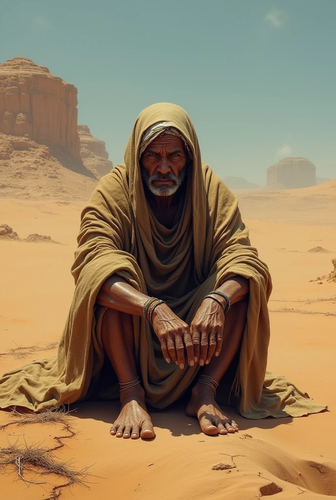 Beggar in the desert