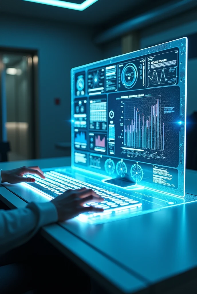 A holographic computer and a holographic keyboard 

