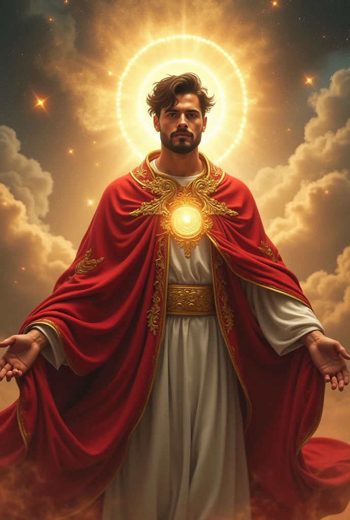 The image of a saint with the face of Patrick Mahomes 
