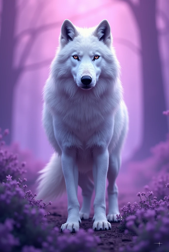 white wolf computer background with purple background