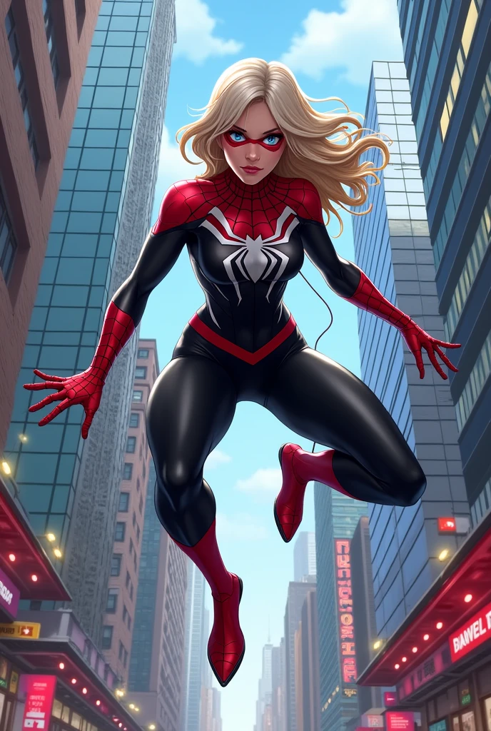 spider gwen swinging in the city