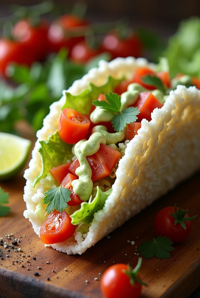 Make a taco made entirely of rice
