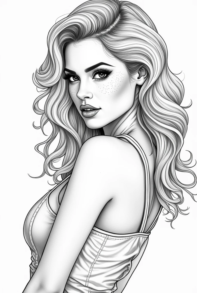Masterpiece, Best Quality, High Resolution,Super High Resolution, Ultra realistic, Line art, fine lines bold coloring book of fashion model, extremely gorgeous, heart face, bold look, Stunning beauty, wide hips, full lips, spicy hot, Curvy figure, small waist, small bust, freckles 0.1, beauty marks, super model, confident an alluring beautiful ethnic woman, a curvy fit body, cat eyes, (realistic:1.3), hyper detailed, photorealistic, line art portrait, masterpiece, natural lighting, cinematic composition, hyper intricate details, hyper detailed, photorealistic, portrait, masterpiece, Stanley cup, beautiful hairstyle, fully clothed,