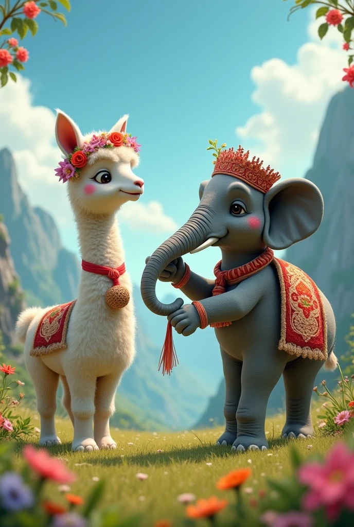 Alpaca marries elephant 