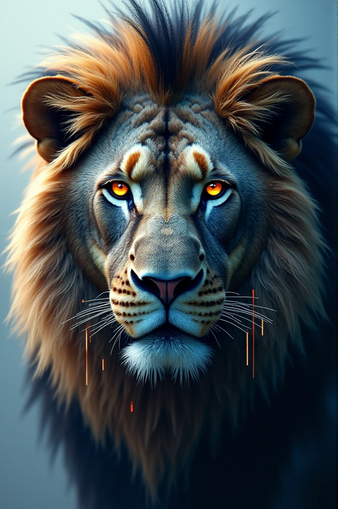 Icon of a half virtual lion face