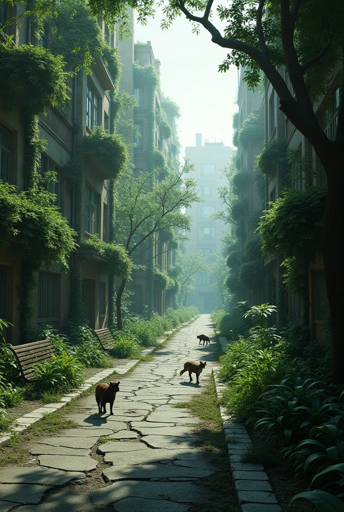 “With the city abandoned, nature would begin to reclaim its space. Trees growing on streets, wild animals exploring the deserted areas.”