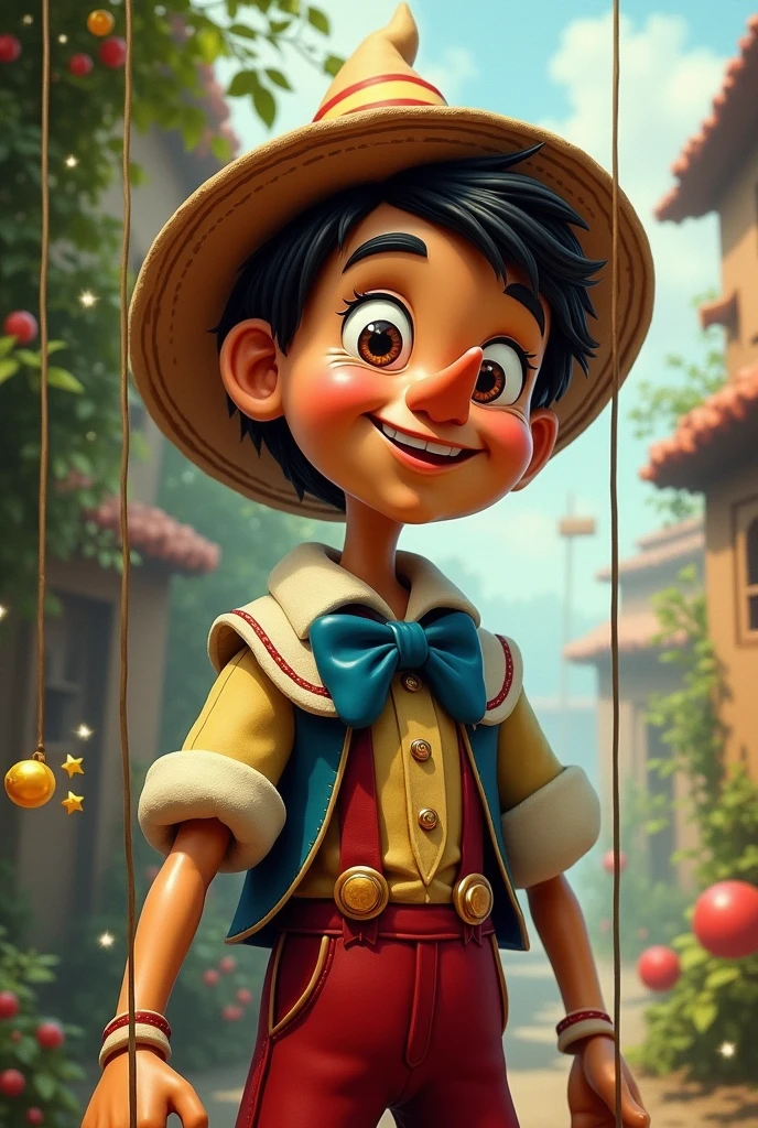 An illustration of Pinocchio, the wooden doll