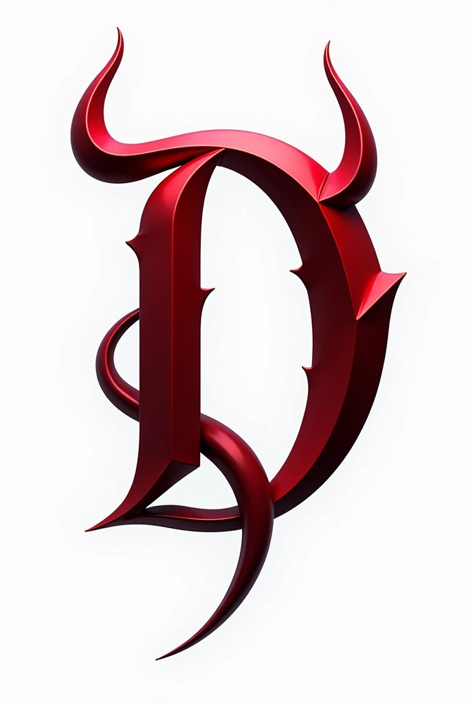 (logo design) sexy evil logo, a sexual striking red letter D, adorned with demon horns and tail extending from the base, dynamic and bold, glossy finish, high-resolution, creating an impression of sexuality and power. White background.