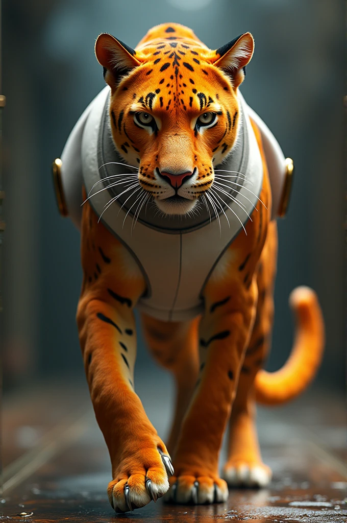Orange Jaguar with fencing equipment