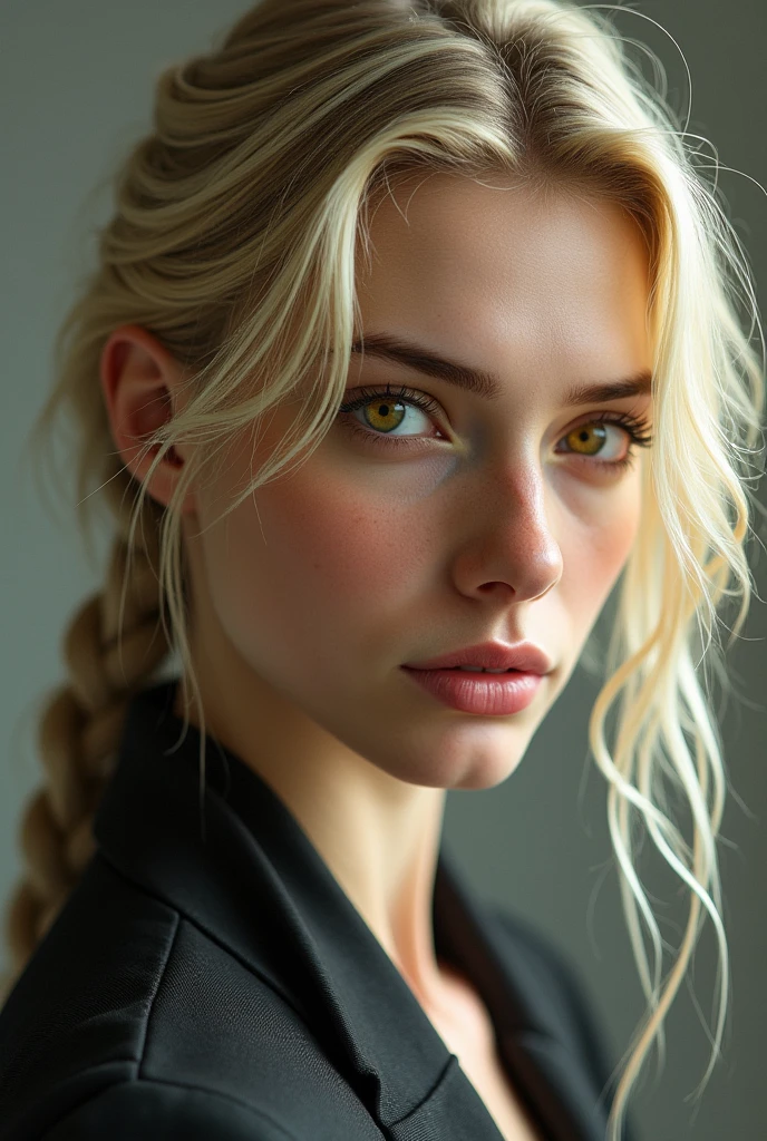 A man, A MALE, A GUY with golden eyes and blonde long hair tied back in a braid, with a feminine face, and plump limps