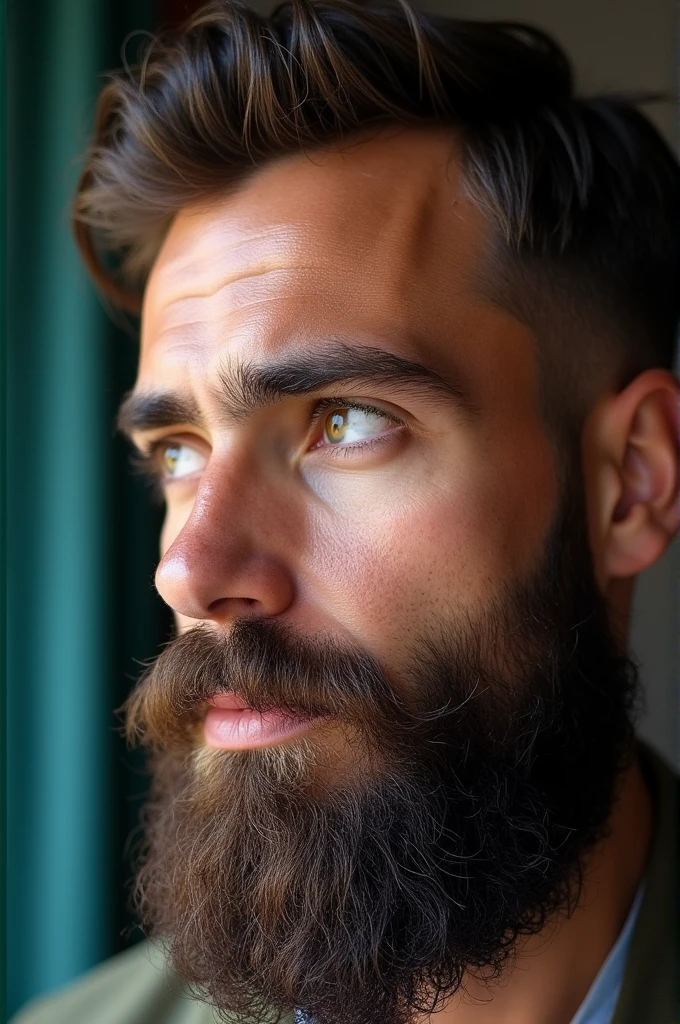 ((best quality)), ((masterpiece)), (detailed), perfect face
Olhos azuis calvo com barba