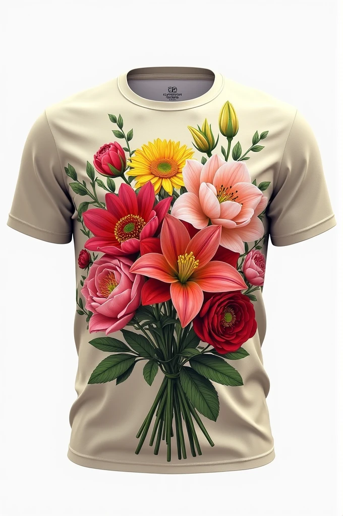 t shirt design drawing of a realistic image of a bouquet of flowers