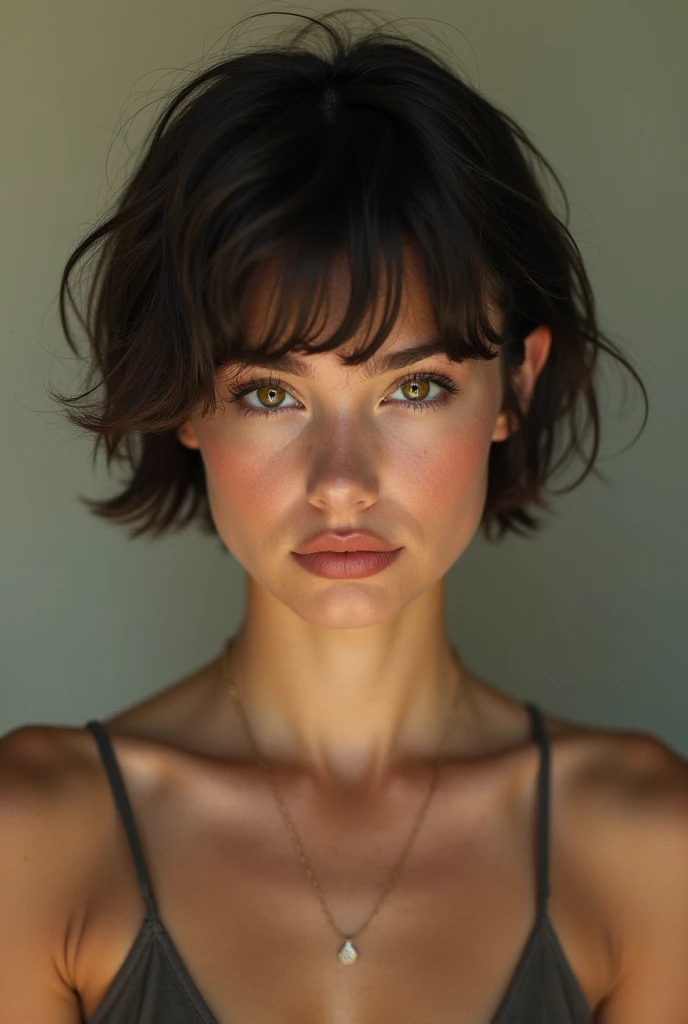 Girl with giant tits and short hair 