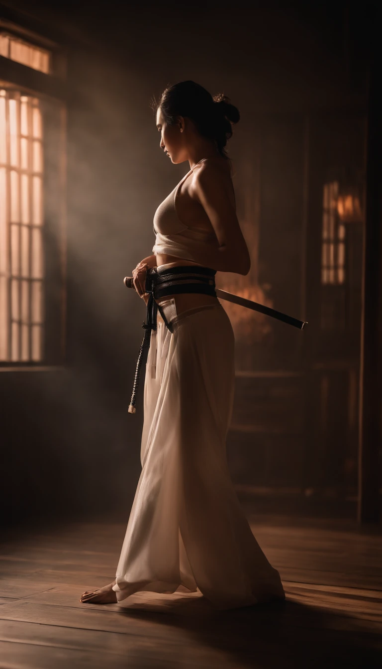 Samurai Swordsman　woman　In underwear　Full body sexy underwear　Full body sexy