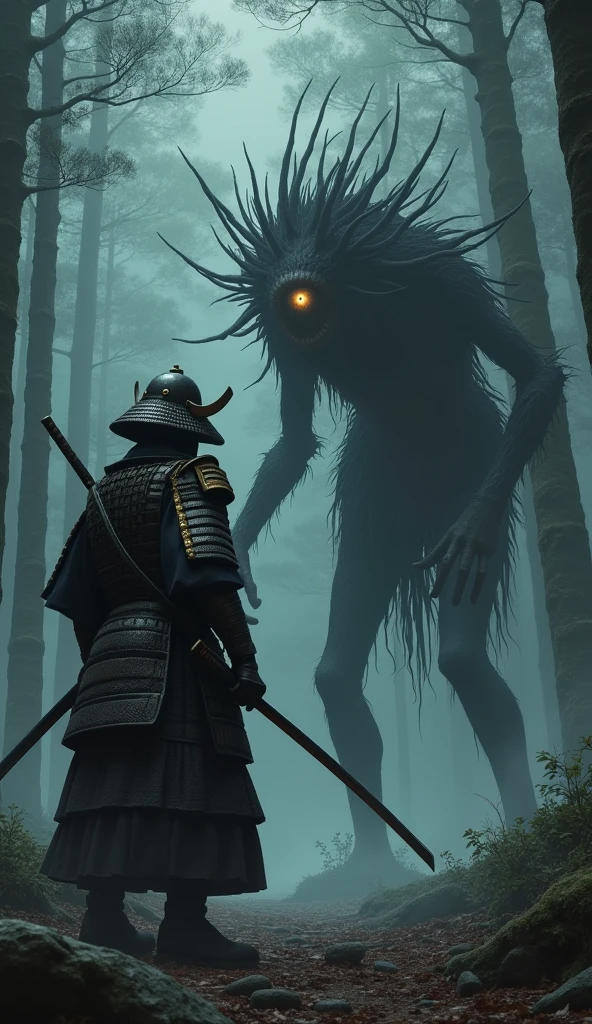 The samurai in the scary forest encounters a humanoid creature that has an eye in the place of the anus