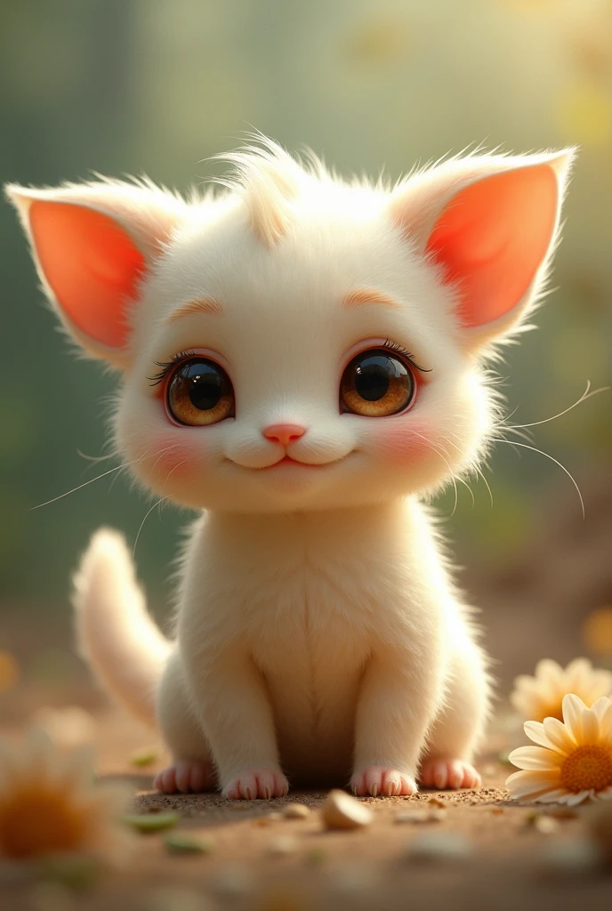Créature, mignonne, rassurante, gros yeux, attachante, pas animal