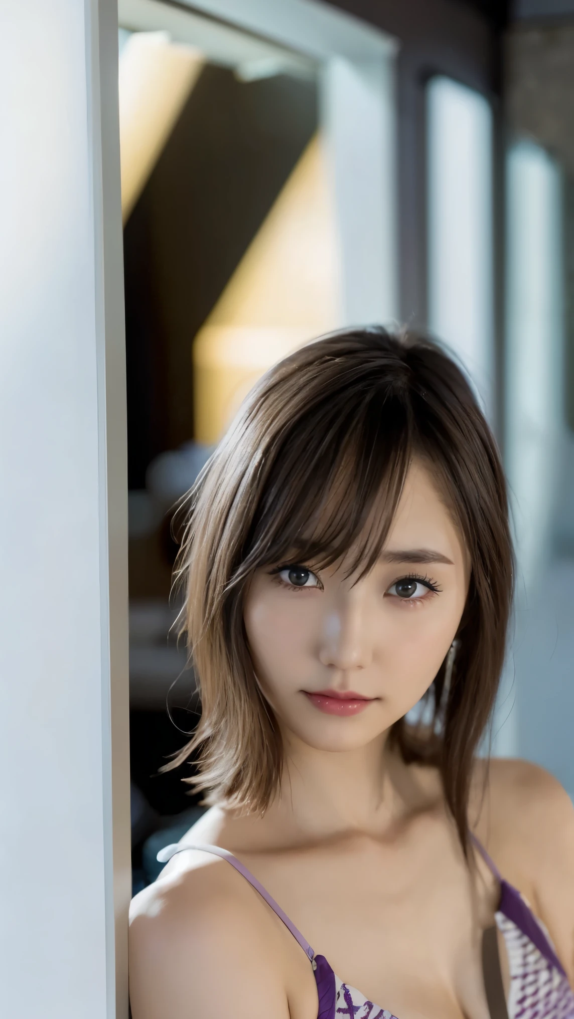 Everything modern:1.66, Cute Japanese Women Photos, smile, 20-year-old, Oil and hair palm for one-length straight hair:1.55, (photo Realistic:1.4), (hyper Realistic:1.4), (Realistic:1.3), (Smoother lighting:1.05), (Improving the quality of cinema lighting:0.9), 32K, 1 girl,20-year-oldの***, Realistic lighting, Backlight, The light shines on your face, Ray Tracing, (Bright light:1.2), (Improvement of quality:1.4), (Highest quality Realistic textured skin:1.4), fine grain, Detailed face,(smile:1.0), (Emphasis on face close-up:1.3), (Enhances the beauty of skin texture:1.1),((Extremely precise and accurate anatomy:1.0)), (Enhances the beauty of skin texture:1.1), Clean and glowing skin, mesh, thin:1.2, (Realistic:1.3), Realisticなライティング, (Smoother lighting:1.05), 32K, One Japanese woman, fine grain, Detailed face, (Film Grain:1.1),(Accentuates body lines:1.1), High resolution, Natural look, Kind eyes, Improves hair quality, Delicate light and shadow, Transparent muscles, Graceful pose, Beautiful Eyes, Sharp details, Soft light reflection, Beautiful contours, Delicate skin tone, Fine hair texture,Cute Japanese Women Photos,