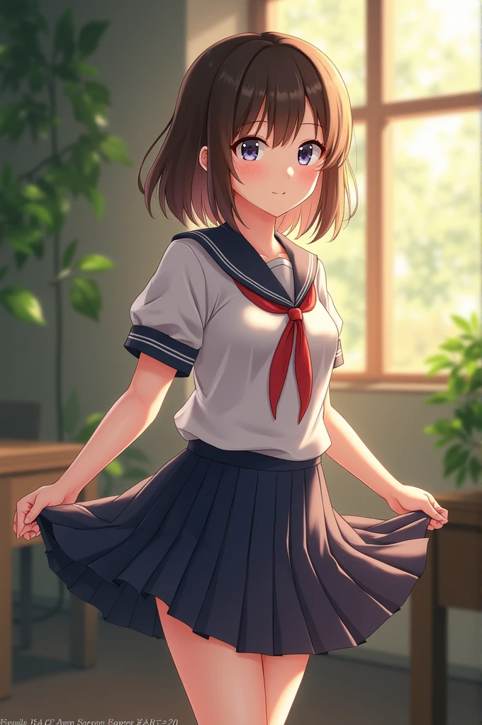 girl lifts her skirt