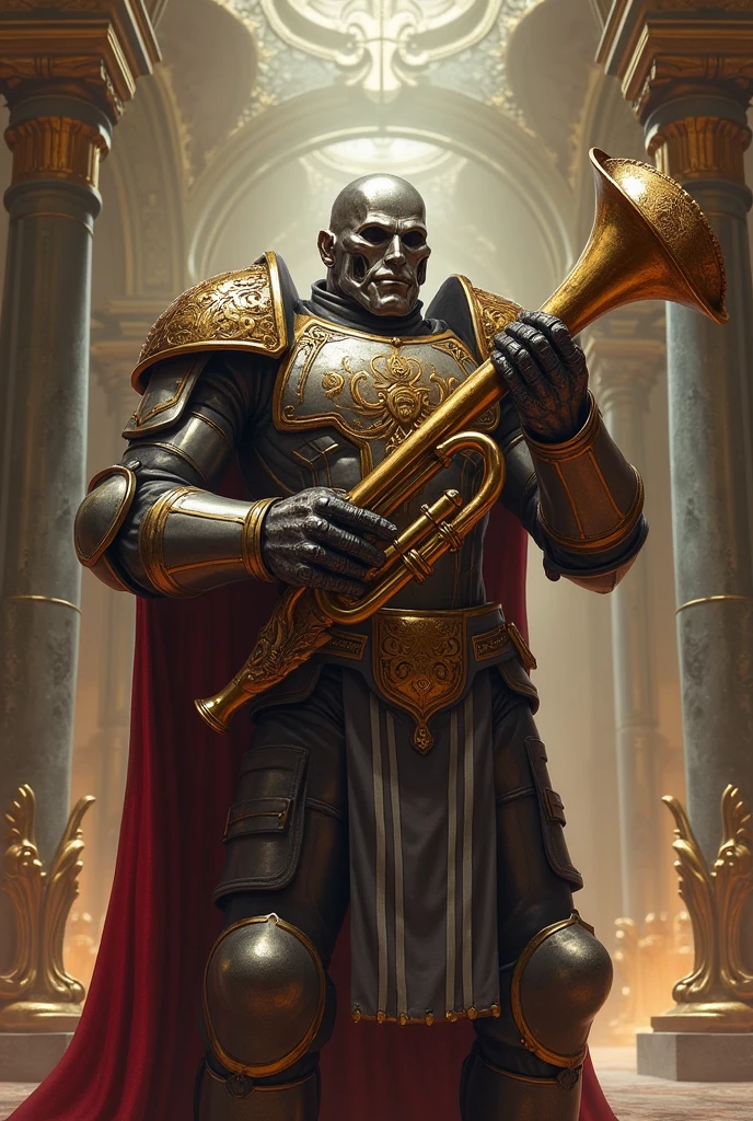 D&D big warforged bard uniform Trompete