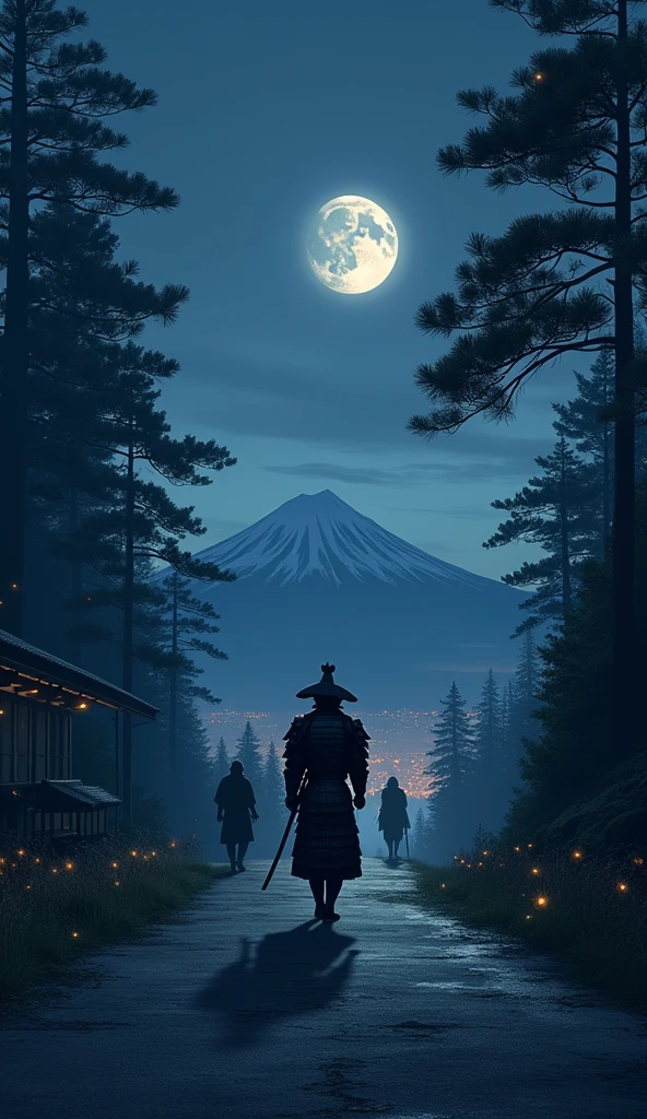 A samurai walking on a road at night to a Japanese city encounters another mysterious human who begins to approach him.