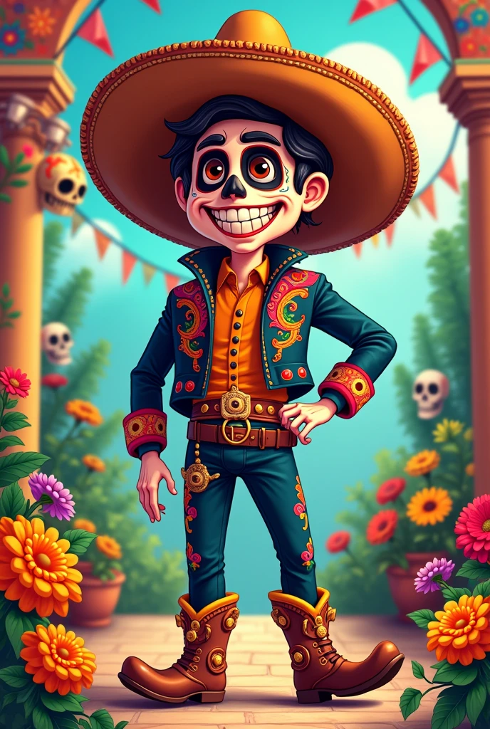 Cartoon of a charro on the day of the dead