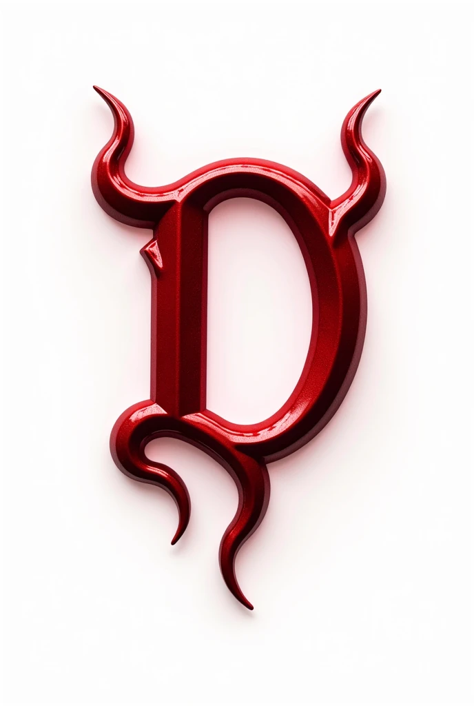 (logo design) sexy evil logo, a sexual striking red letter D, adorned with demon horns and a demon tail extending from the base, dynamic and bold, glossy finish, high-resolution, creating an impression of sexuality and power. White background. 
