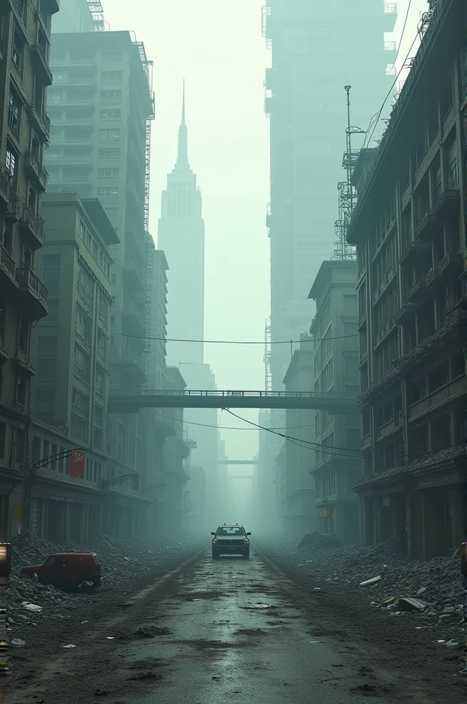 An empty city in chaos is completely abandoned