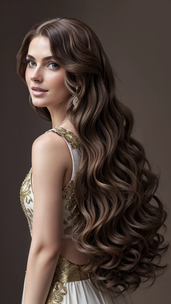 Masterpiece Hyperreal 32K 30 year old female Collage Design
Hairstyle Brown Loose Curls, Loose Silhouette
Blurred background