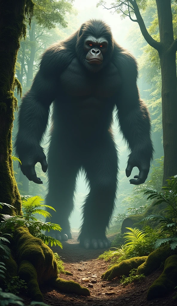 A sasquatch walking in the forest