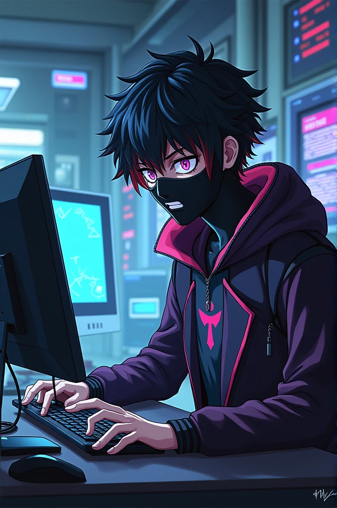 Twice from boku no hero using a computer