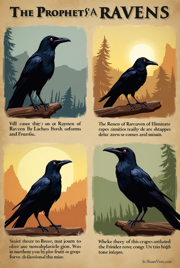 Include images illustrating the Prophet's command to eliminate ravens, recognized for their detrimental impact on crops and fruits.