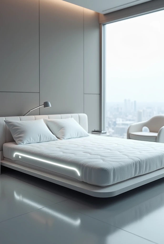 Can you create a prototype of an electric mattress with its materials in 3D with dimensions of 190 cm long, 120 cm wide and 30 cm thick, simpler and with a built-in scanning system?