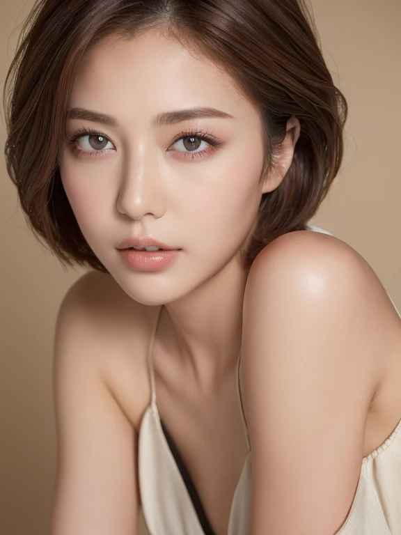 ((highest quality, 8K, masterpiece:1.3)), concentrate: 1.2, Perfect body beauty: 1.4, Hips: 1.2, Layered Haircut, Highly detailed face and skin texture, Delicate eyes, double eyelid, whitened skin, Long brown hair、slim、thin、Model Body Type