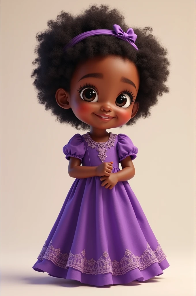 Little black baby girl with purple dress drawing