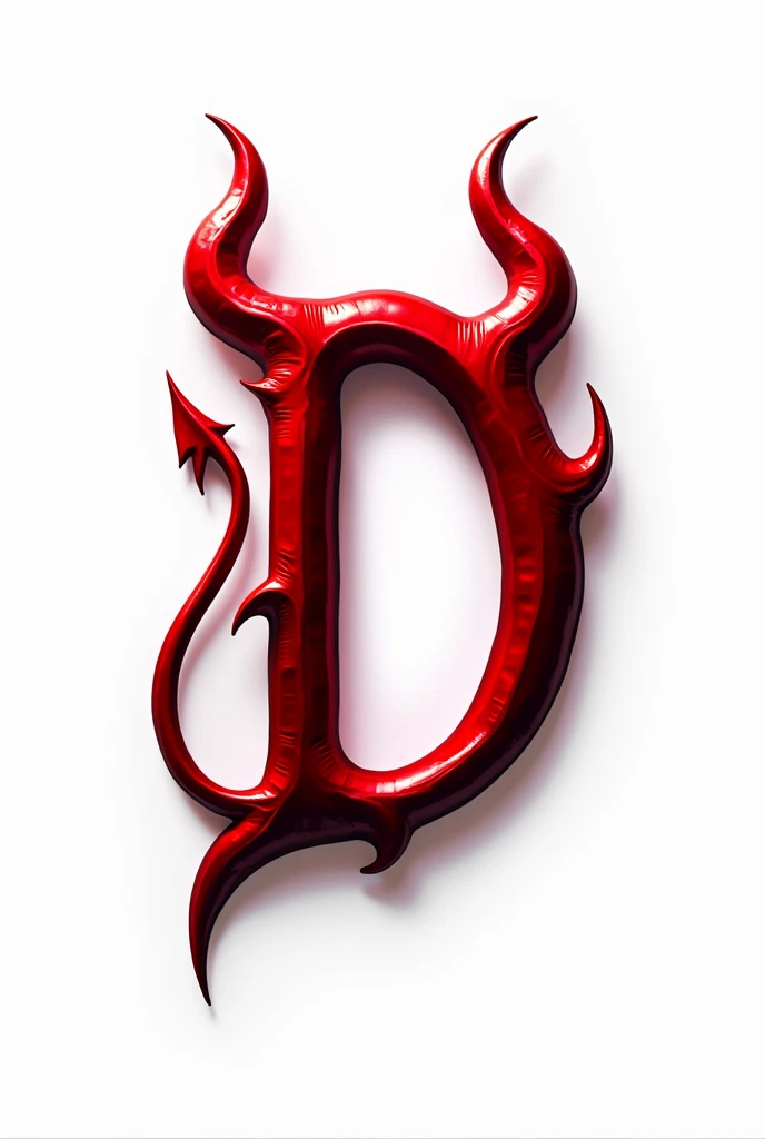 (logo design) sexy evil logo, a sexual striking red letter D, adorned with demon horns and a demon tail extending from the base, dynamic and bold, glossy finish, high-resolution, creating an impression of sexuality and power. White background. 