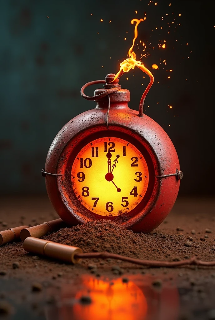create a realistic image of a "Time bomb" with several sticks of dynamite
