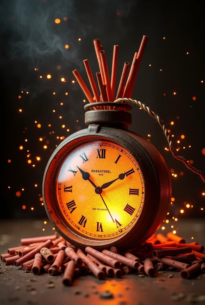 create a realistic image of a "Time bomb" with several sticks of dynamite