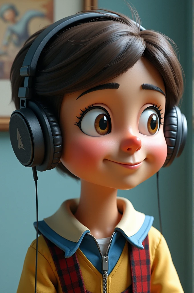 Picture of teenage pinocchio with headphones 