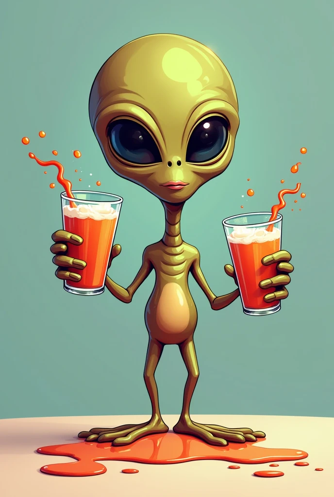 Logo with an ET holding two glasses of drinks spilling the liquids on the floor