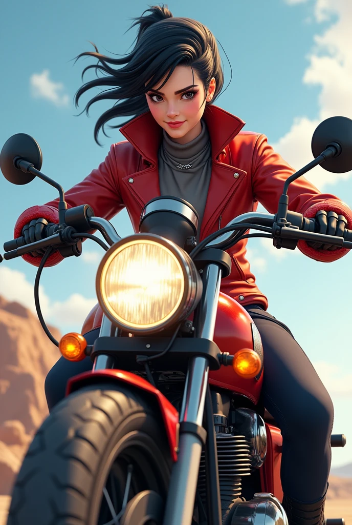 juri han, riding a motorcycle, ssmile, best qualityer