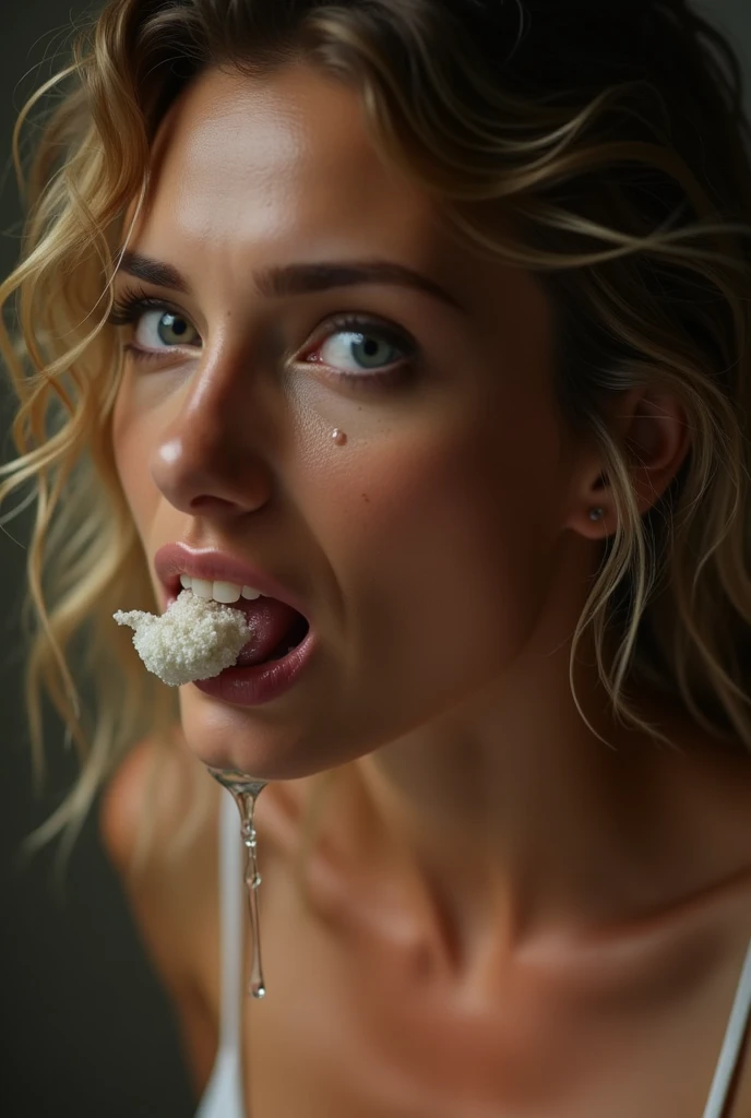 blow job,white cum overflowing from the mouth,(Aly Michalka, bdsm, bondage, drool dripping, drool dangling) 8k, realistic, cleavage, drooling, drool all over chest, drool all over face, wet, pleading eyes, waiting to be tortured, lots of drool, sweating, drool dripping down chin