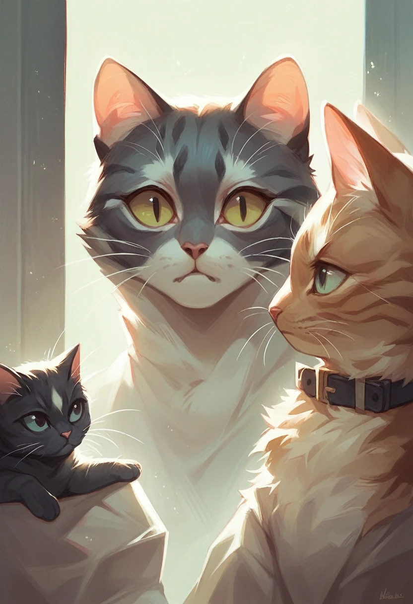 (masterpiece, best quality), 1girl, surrounded by cat,