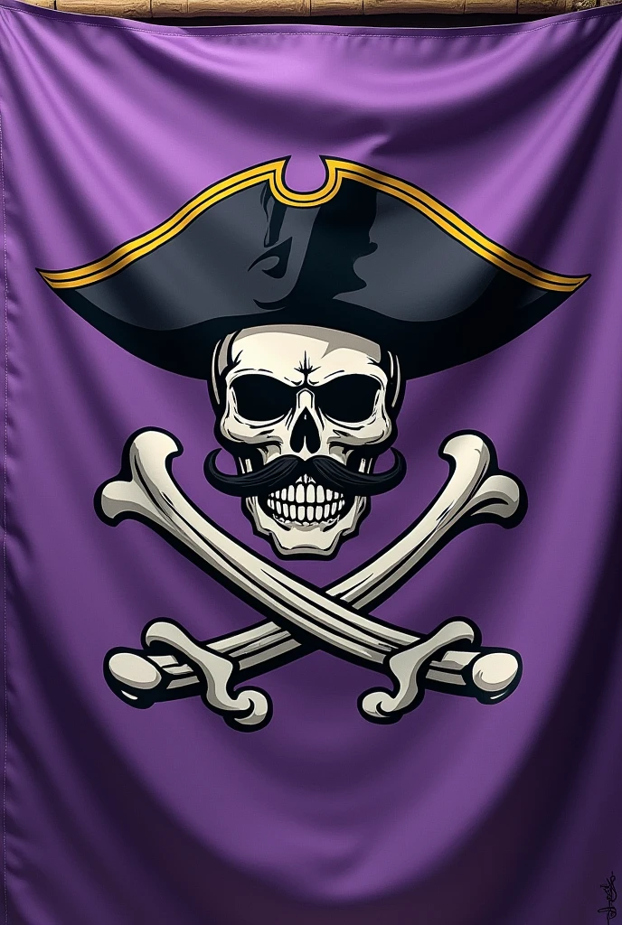 Whitebeard's flag is purple with a Jolly Roger with a big mustache and a cross behind him..