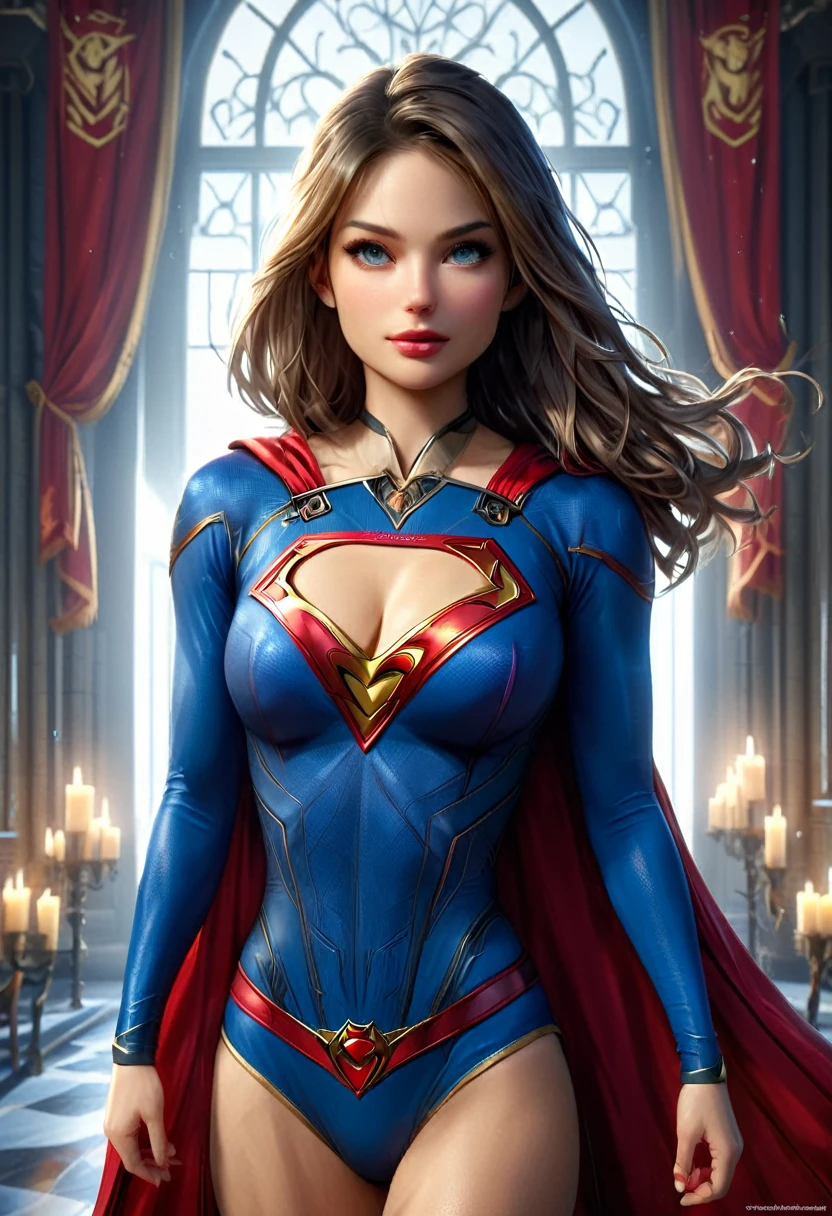 Kristin Kreuk as Supergirl, wearing sexy Supergirl costume, very beautiful, cleavage, (highly detailed skin: 1.2), beautiful smile, beautiful face, nippin, camel toe, highly detailed skin, skin pores, (highly detailed face:1.1), (highly detailed eyes:1.1), realistic pupils, full face blush, full lips, (perfect anatomy:1.1), (perfect proportions:1.1), (photography:1.1), (photorealistic:1.1), volumetric lighting, dynamic lighting, real shadows, (highres:1.1), sharp focus, daylight, (realistic, hyperrealistic:1.4), intricate, high detail, dramatic, subsurface scattering, vivid, polished, sharpened