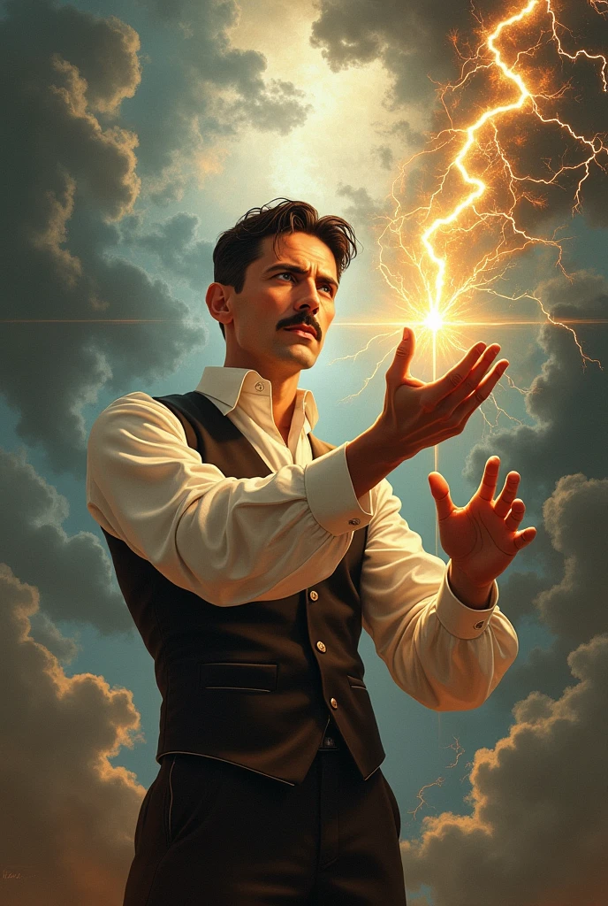 Make the art (The Creation of Adam) com Nikola tesla