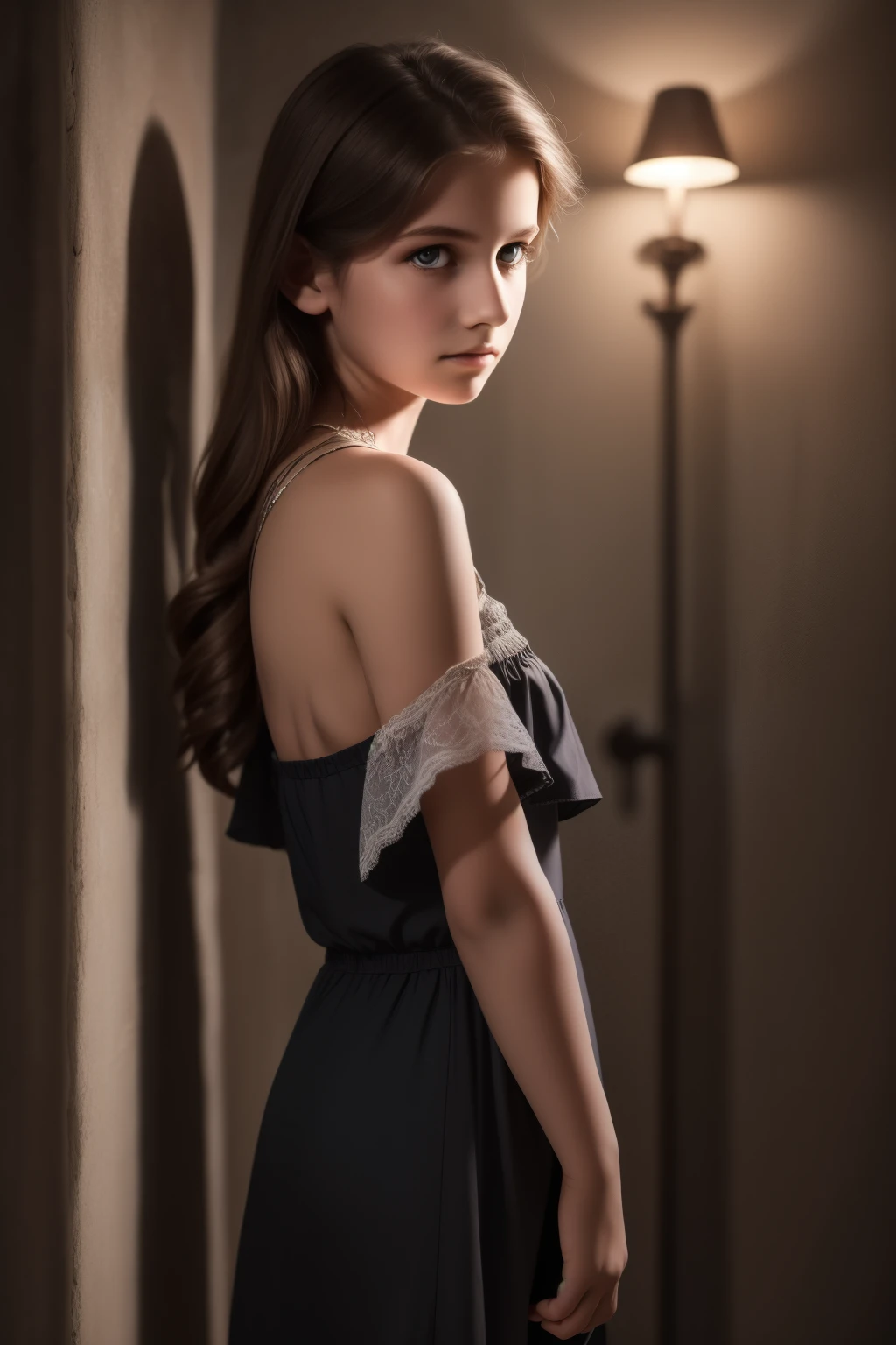  eleonora girl ,full body, professional, photoshoot Best quality, masterpiece, ultra high res, (photorealistic:1.4), raw photo, 1girl, offshoulder, in the dark, deep shadow, low key, cold light, detailed skin, casual dress
