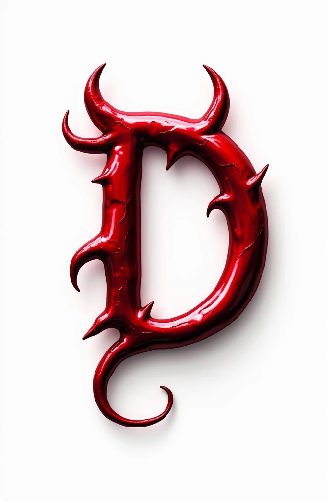 (logo design) sexy evil logo, a sexual striking red letter D, adorned with demon horns and a demon tail extending from the base, dynamic and bold, glossy finish, high-resolution, creating an impression of sexuality and power. White background. 