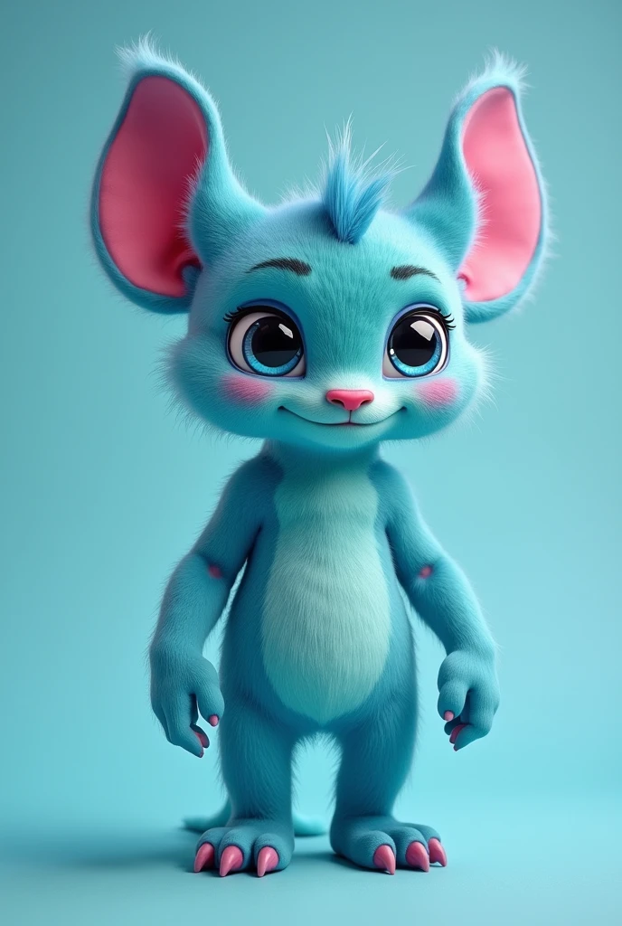 A monster, high, fitness, small round ears, sky blue, Love