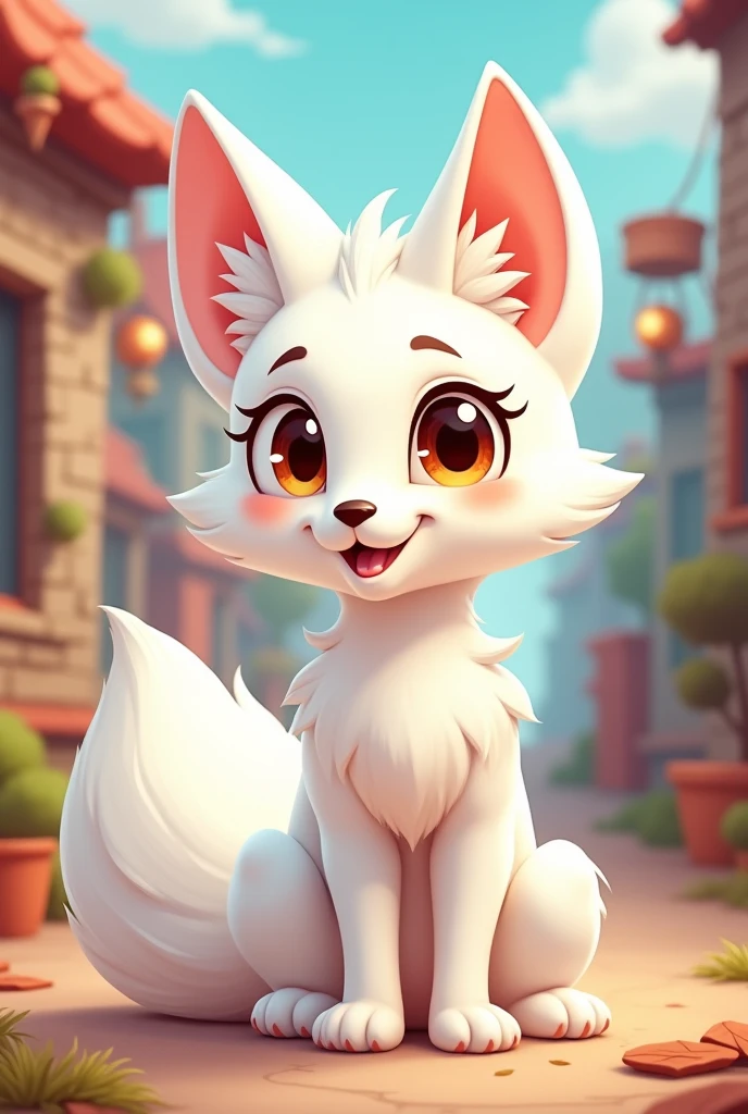 FurryToonMix (AgeUp) white fox. Female.