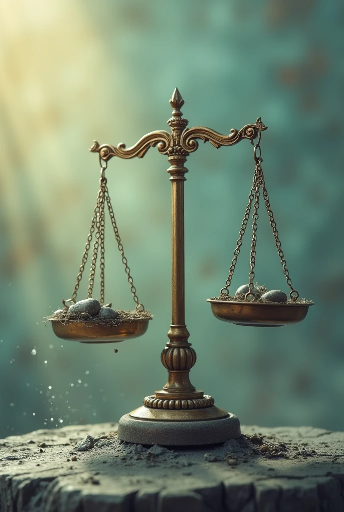 create an animation-like image of an unbalanced scale